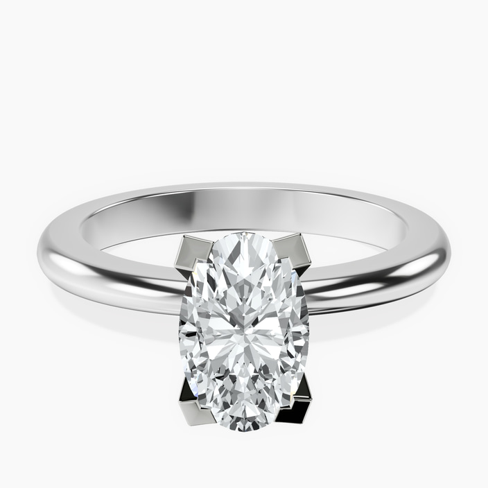 10kt White Gold Cordelia Knife Edge Solitaire Lab Diamond Ring front image