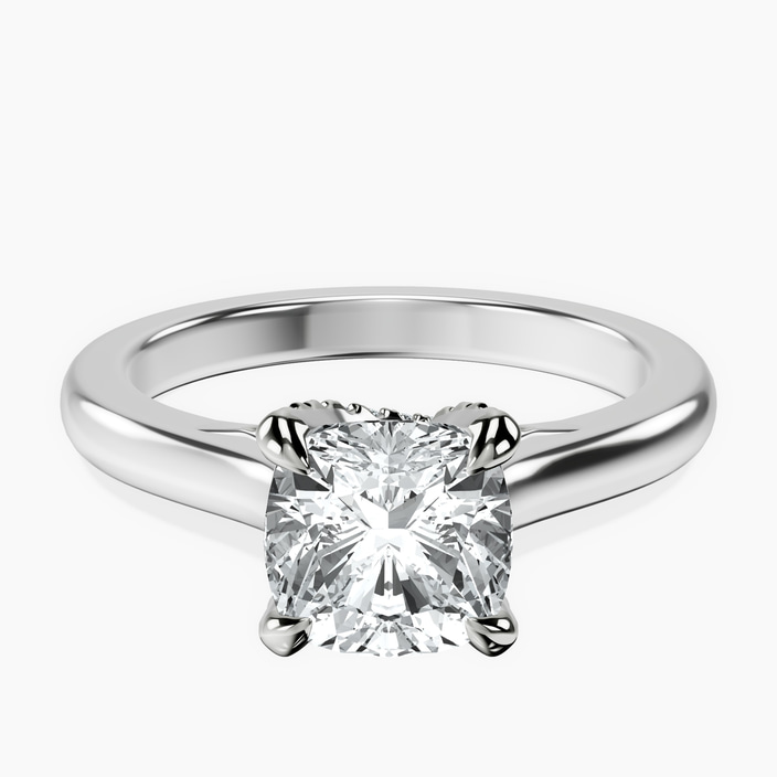 10kt White Gold Agnes Criss cross Prong Solitaire 2mm Lab Diamond Ring front image