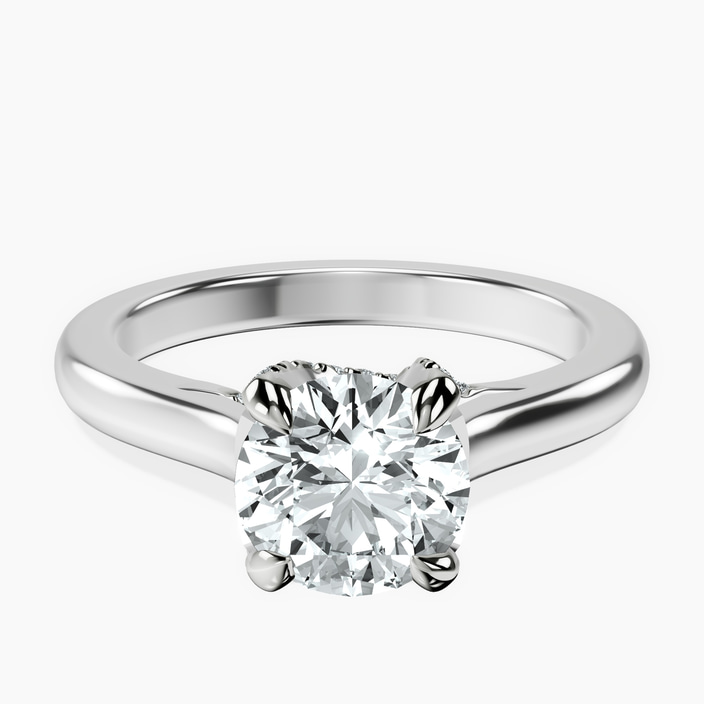 10kt White Gold Agnes Criss cross Prong Solitaire 2mm Lab Diamond Ring front image