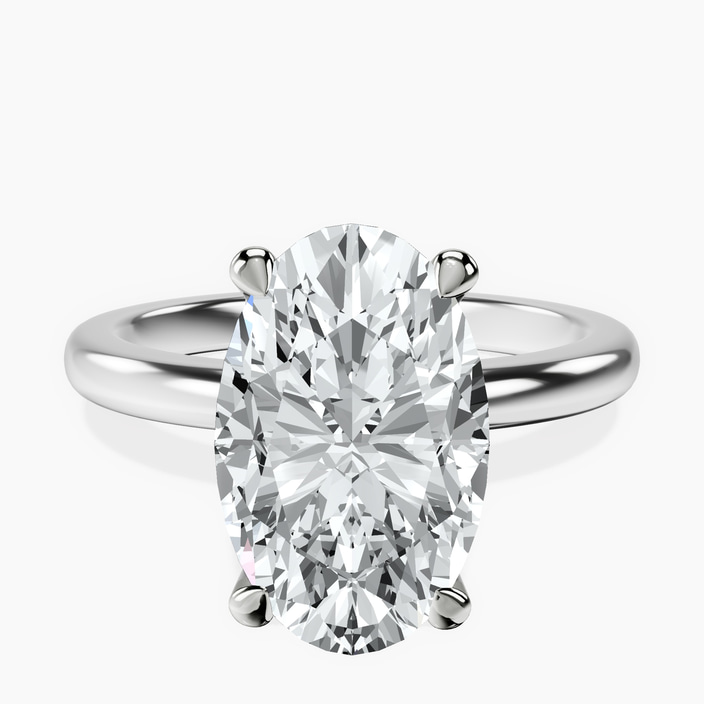 10kt White Gold Matilda Leaf Petal Solitaire Lab Diamond Ring front image