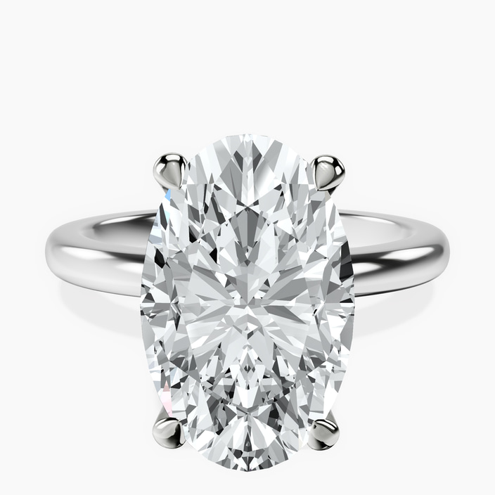 10kt White Gold Matilda Leaf Petal Solitaire Lab Diamond Ring front image