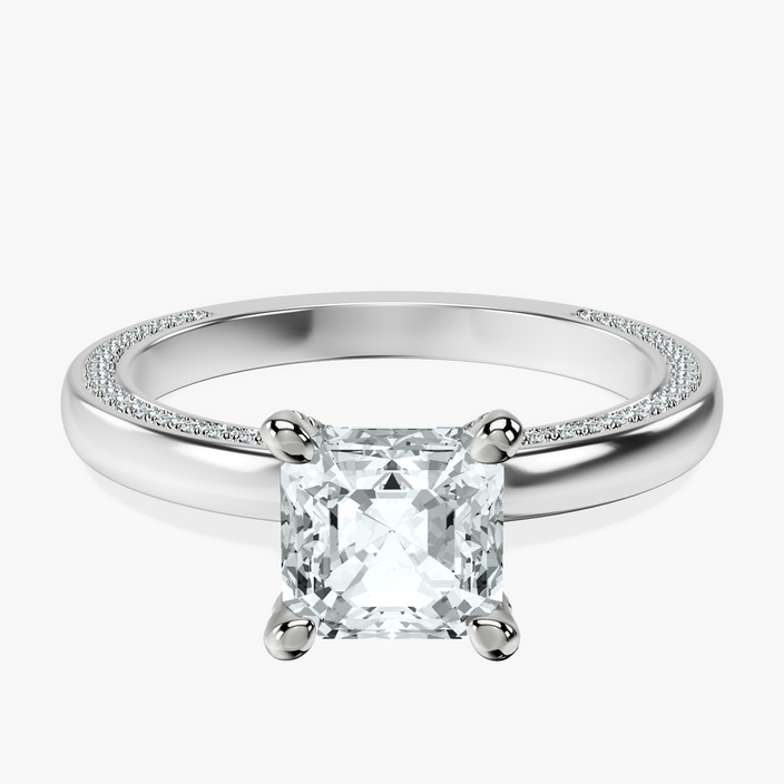 9ct White Gold Edith Lab Diamond Studded Petite Solitaire Lab Diamond Ring front image