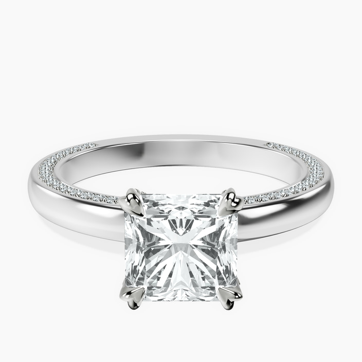 10kt White Gold Edith Lab Diamond Studded Petite Solitaire Lab Diamond Ring front image