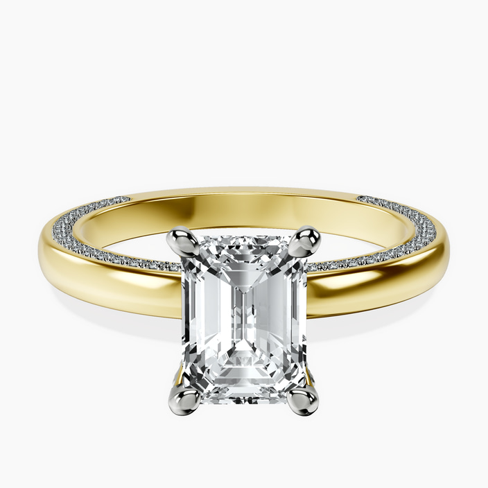 10kt Yellow Gold Edith Lab Diamond Studded Petite Solitaire Lab Diamond Ring front image