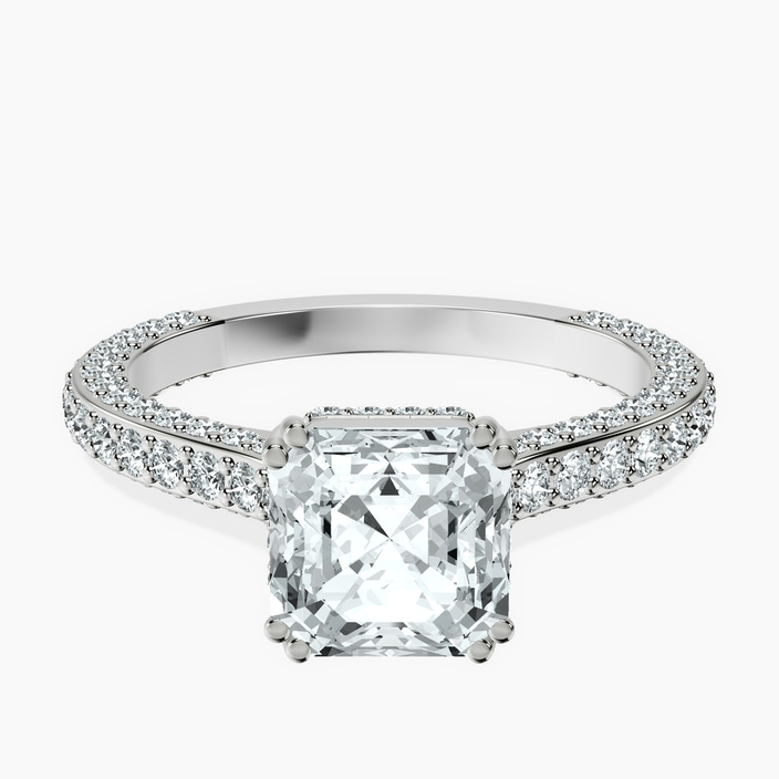 10kt White Gold Eternia Criss Cross Side Halo Lab Diamond Ring front image
