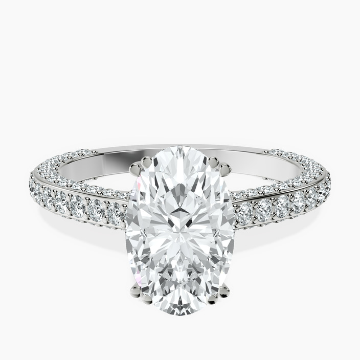 10kt White Gold Eternia Criss Cross Side Halo Lab Diamond Ring front image