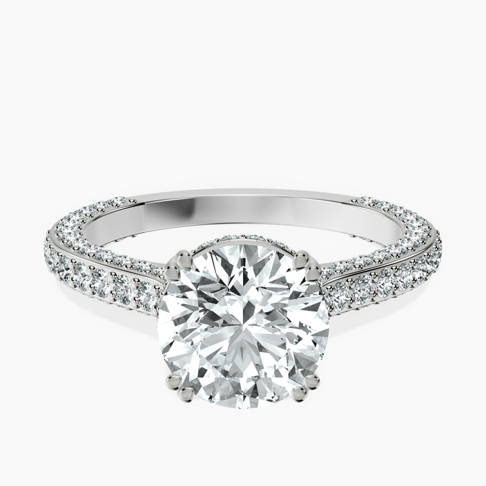 10kt White Gold Eternia Criss Cross Side Halo Lab Diamond Ring front image