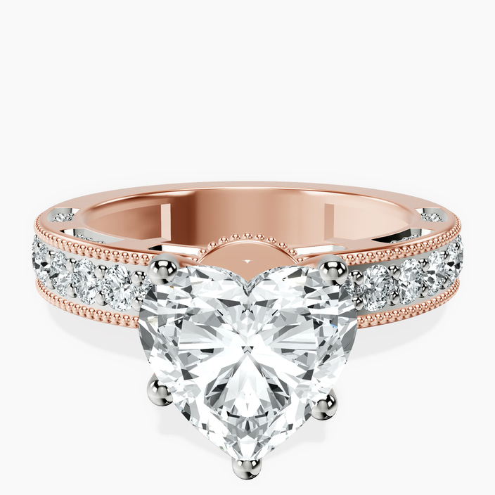 14kt Rose Gold Regalia Milgrain Lab Diamond Ring front image