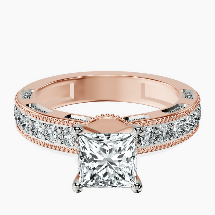 14kt Rose Gold Regalia Milgrain Lab Diamond Ring front image