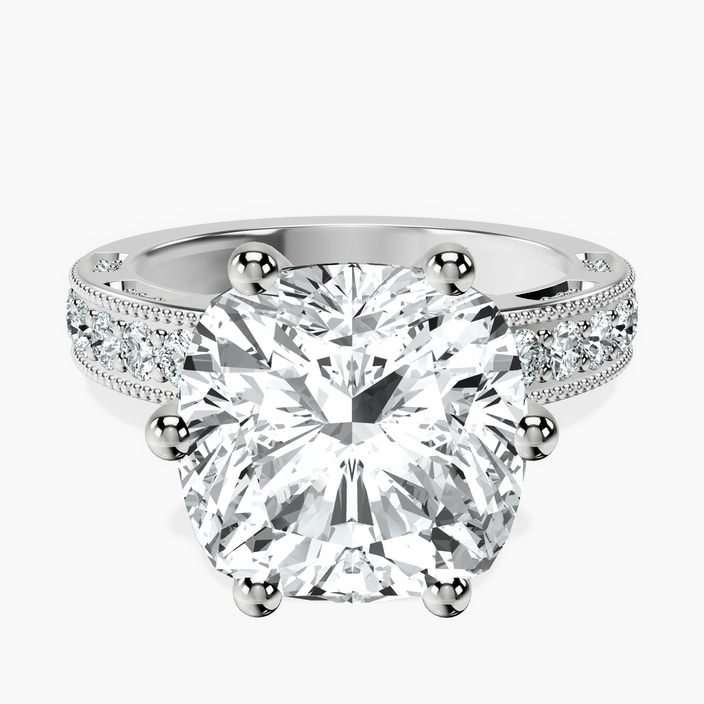 18kt White Gold Regalia Milgrain Lab Diamond Ring front image