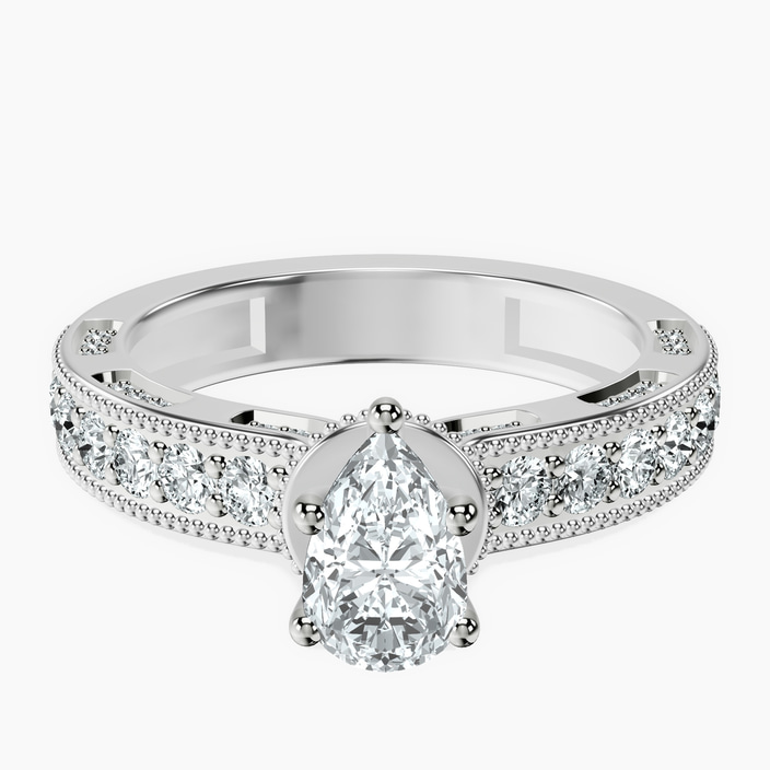 Platinum Regalia Milgrain Lab Diamond Ring front image