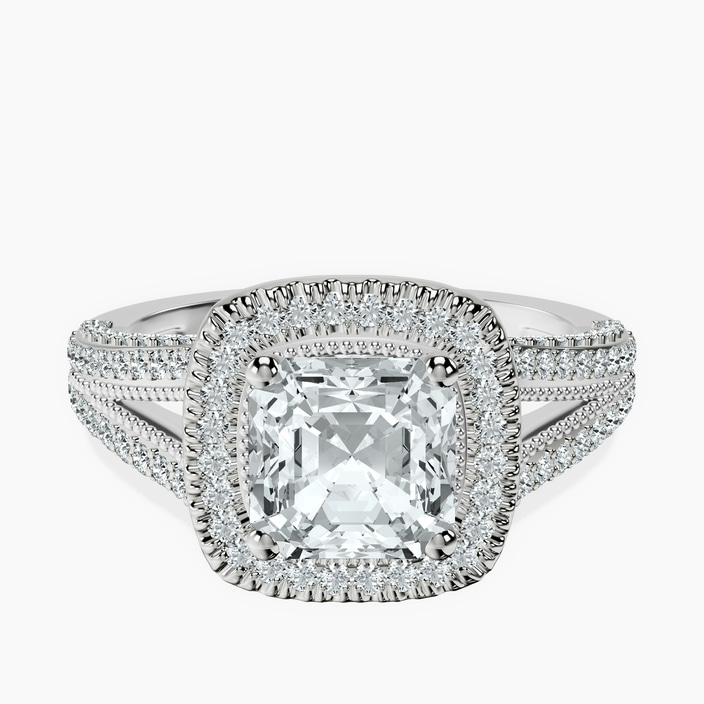 Platinum Opulenté Antique Halo Lab Diamond Ring front image