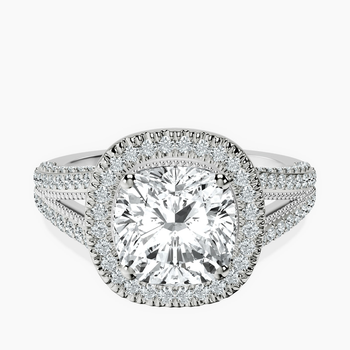 Platinum Opulenté Antique Halo Lab Diamond Ring front image