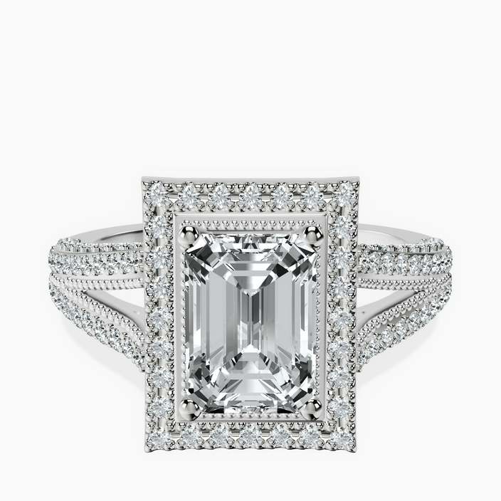 Platinum Opulenté Antique Halo Lab Diamond Ring front image