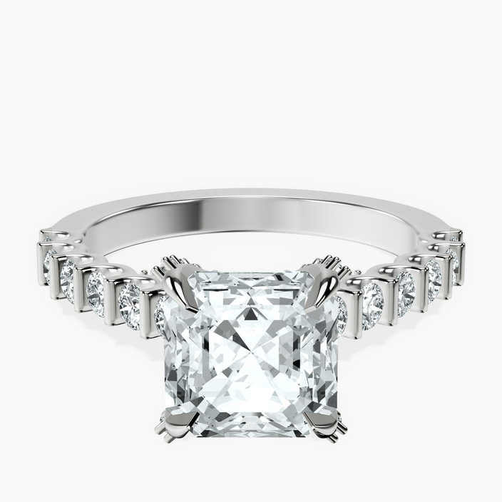 10kt White Gold Austria Cathedral Lab Diamond Ring front image