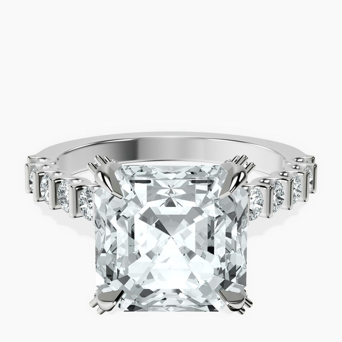 Platinum Austria Cathedral Lab Diamond Ring front image
