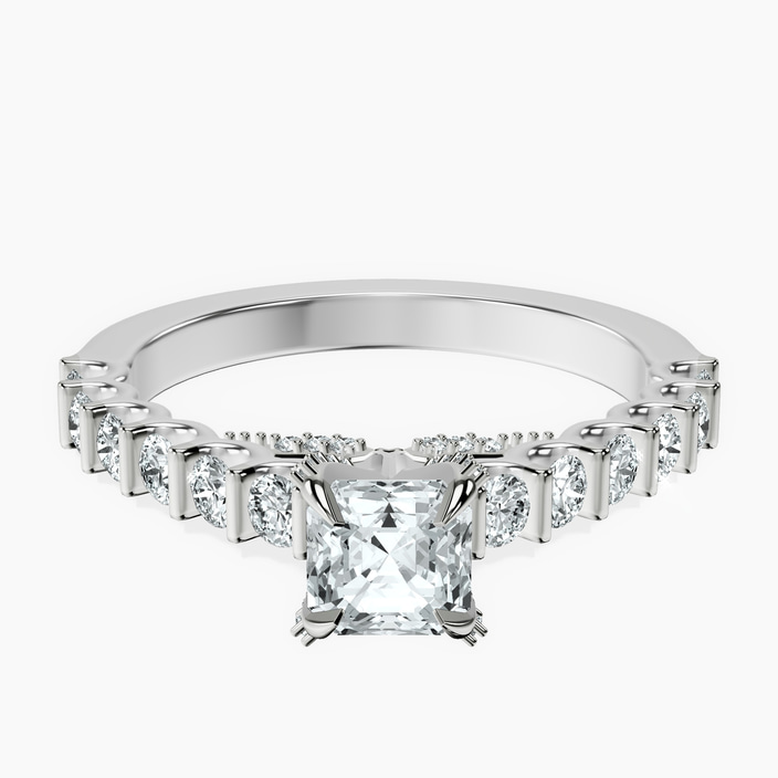 Platinum Austria Cathedral Lab Diamond Ring front image