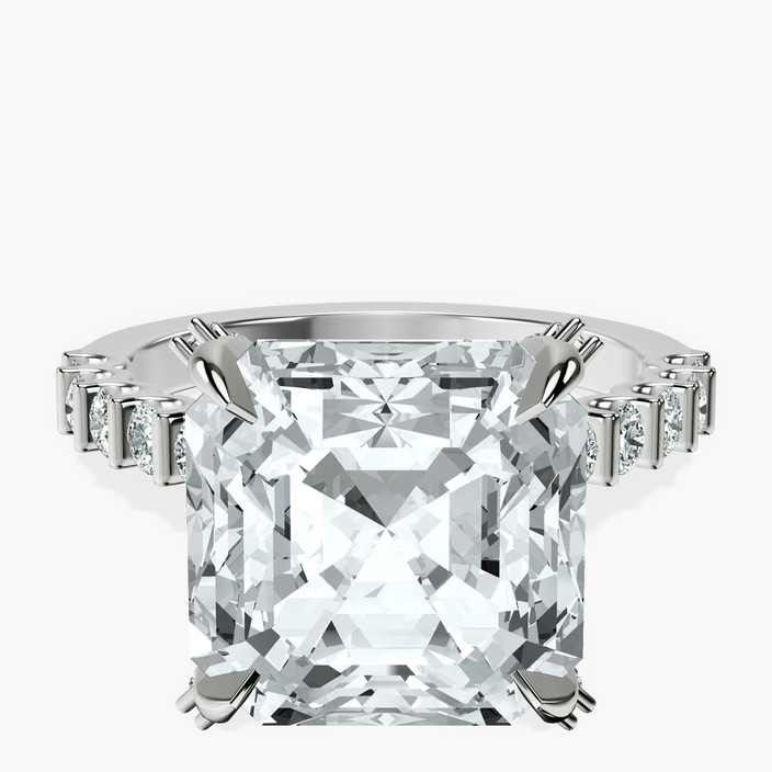 Platinum Austria Cathedral Lab Diamond Ring front image