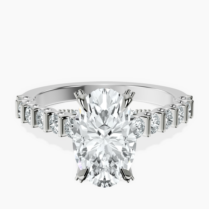 Platinum Austria Cathedral Lab Diamond Ring front image