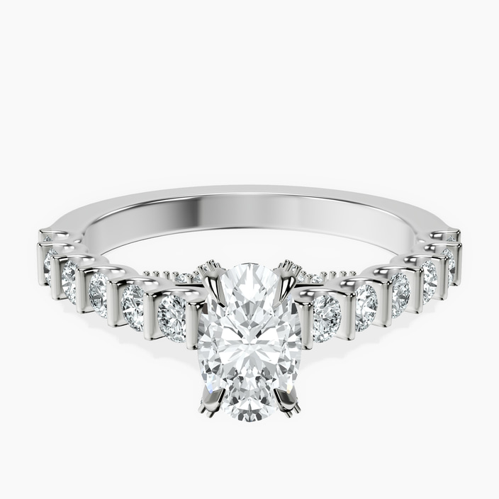 Platinum Austria Cathedral Lab Diamond Ring front image