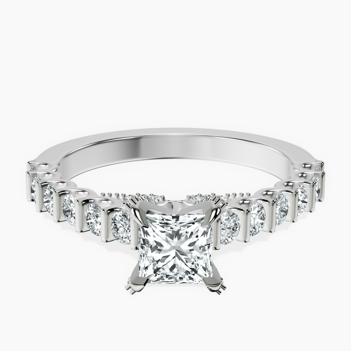 Platinum Austria Cathedral Lab Diamond Ring front image
