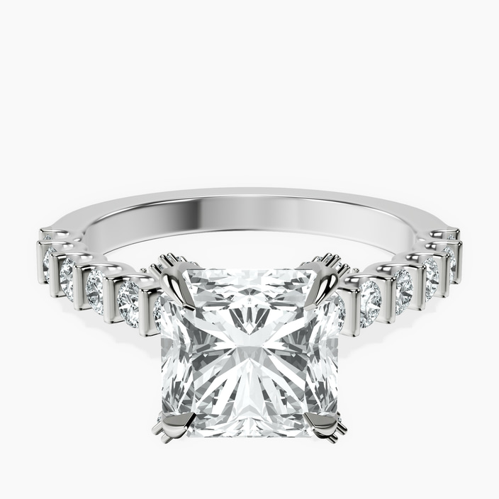 Platinum Austria Cathedral Lab Diamond Ring front image
