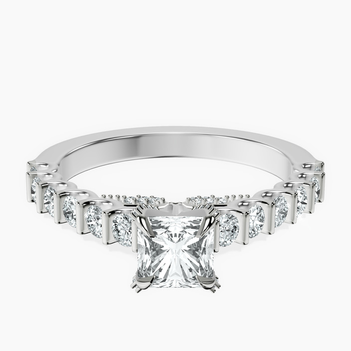 Platinum Austria Cathedral Lab Diamond Ring front image