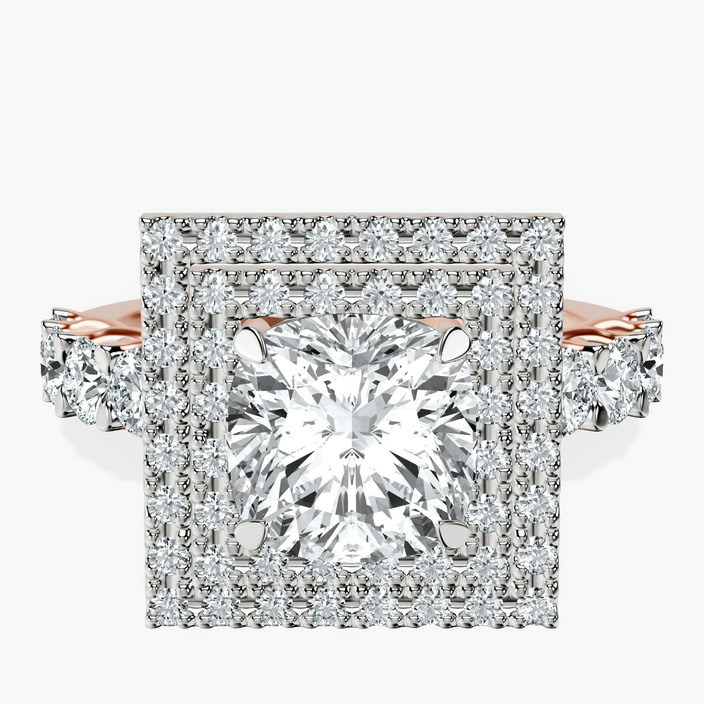 14kt Rose Gold Crowned Cresta Double Halo Lab Diamond Ring front image