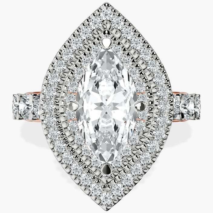10kt Rose Gold Crowned Cresta Double Halo Lab Diamond Ring front image
