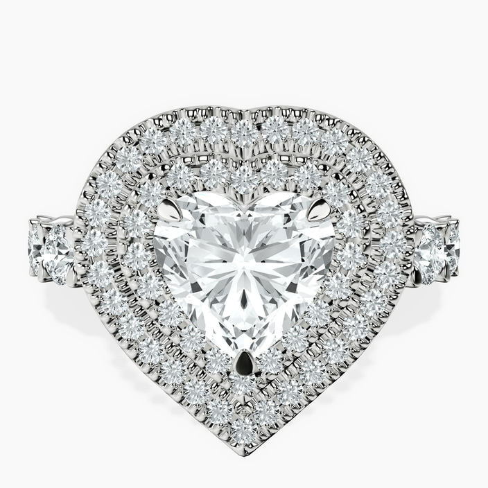 10kt White Gold Crowned Cresta Double Halo Lab Diamond Ring front image