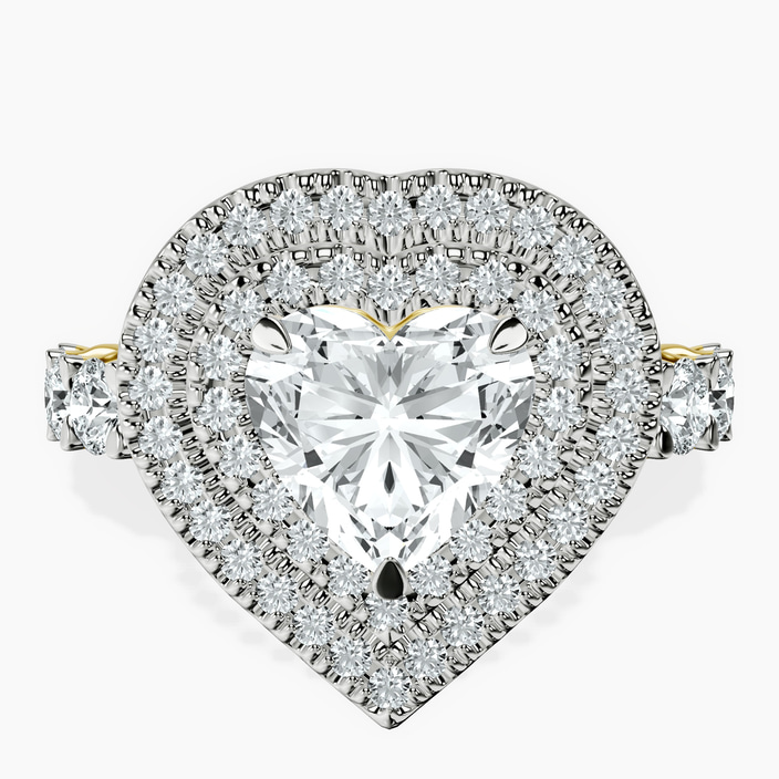 14kt Yellow Gold Crowned Cresta Double Halo Lab Diamond Ring front image