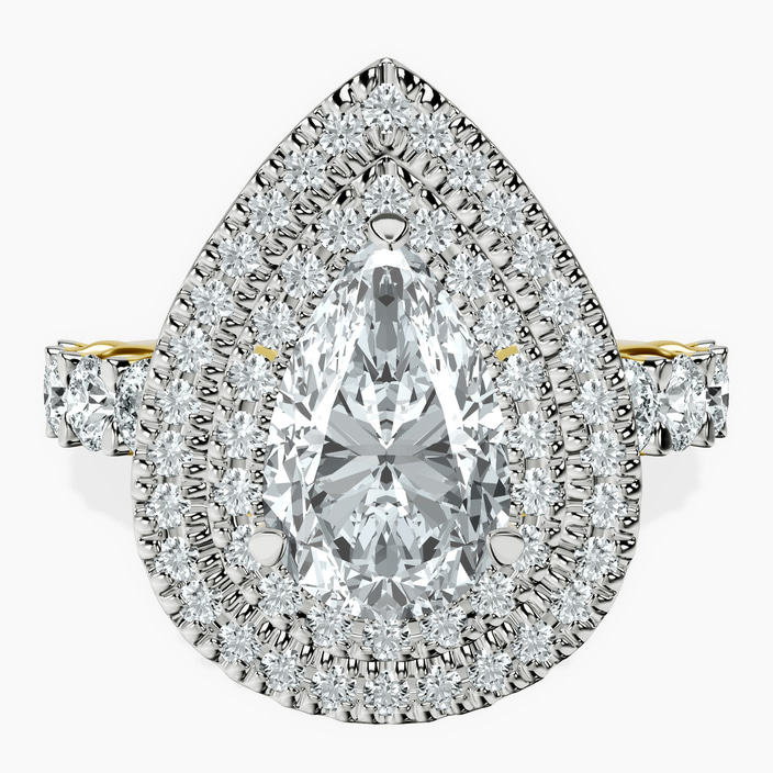 9ct Yellow Gold Crowned Cresta Double Halo Lab Diamond Ring front image