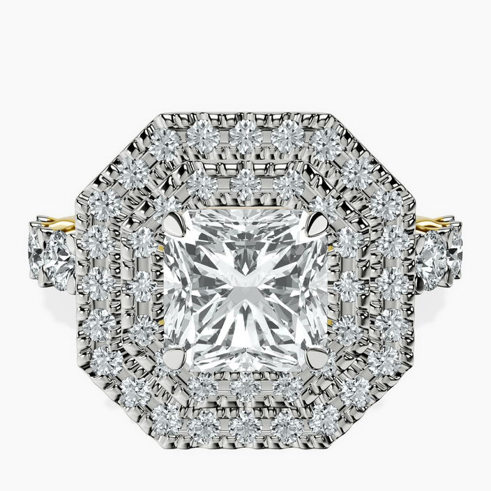 14kt Yellow Gold Crowned Cresta Double Halo Lab Diamond Ring front image