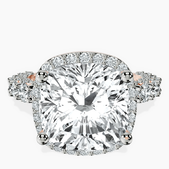 10kt Rose Gold Enchanté Side Stones Halo Lab Diamond Ring front image