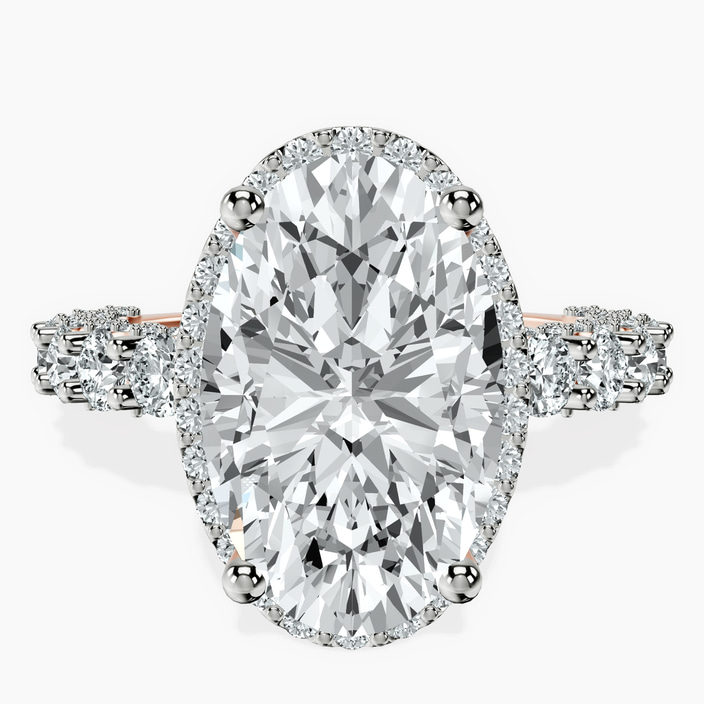 14kt Rose Gold Enchanté Side Stones Halo Lab Diamond Ring front image