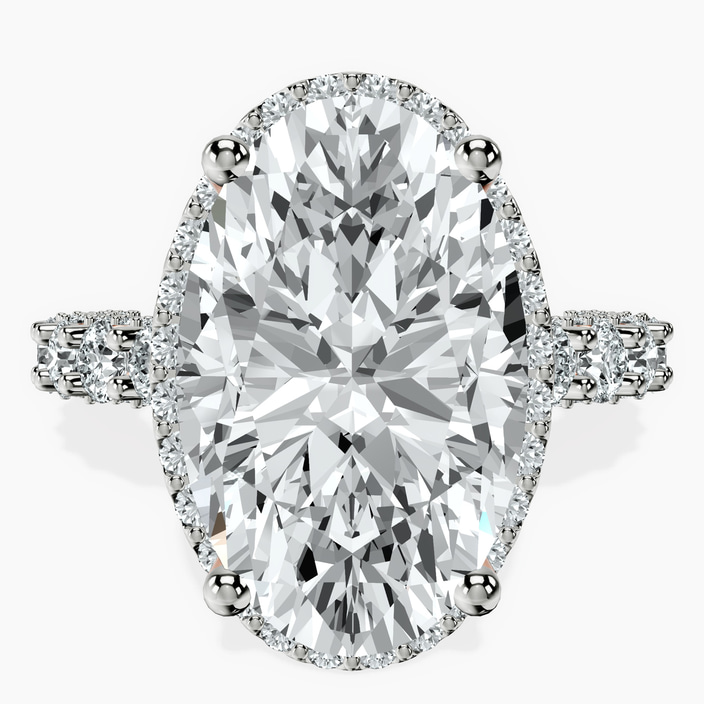 18kt Rose Gold Enchanté Side Stones Halo Lab Diamond Ring front image