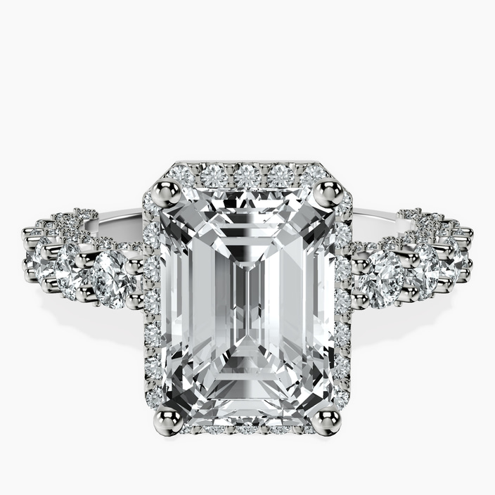 Platinum Enchanté Side Stones Halo Lab Diamond Ring front image