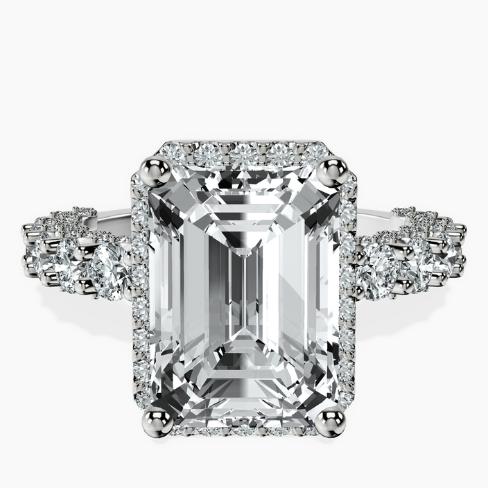 14kt White Gold Enchanté Side Stones Halo Lab Diamond Ring front image