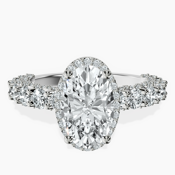 Platinum Enchanté Side Stones Halo Lab Diamond Ring front image