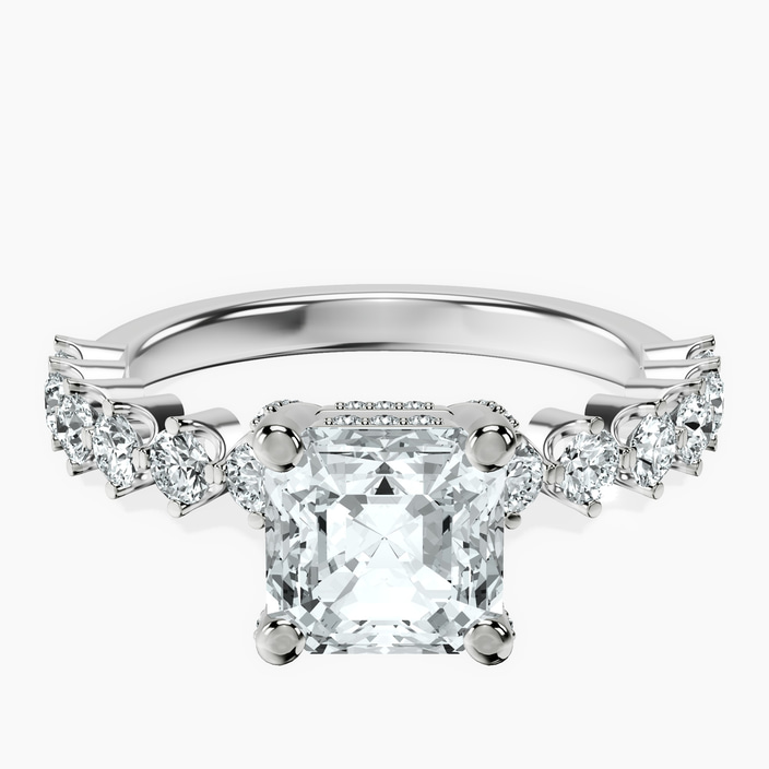 9ct White Gold Caitronia Floating Side Stones Lab Diamond Ring front image