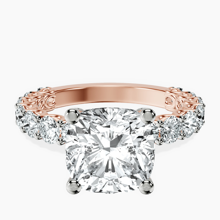 18kt Rose Gold Genelia Side Stone Lab Diamond Ring front image