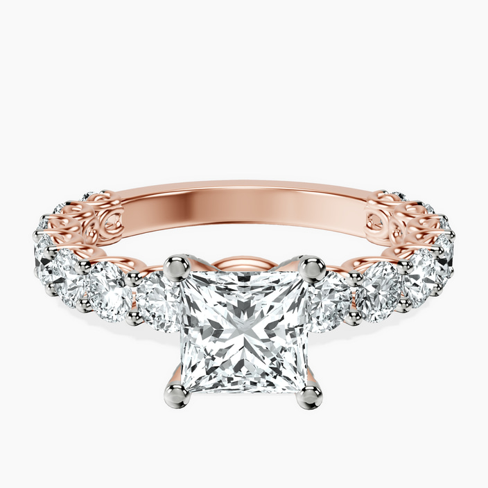 10kt Rose Gold Genelia Side Stone Lab Diamond Ring front image