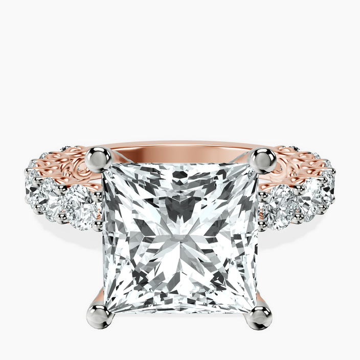10kt Rose Gold Genelia Side Stone Lab Diamond Ring front image