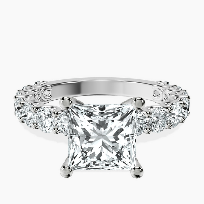14kt White Gold Genelia Side Stone Lab Diamond Ring front image