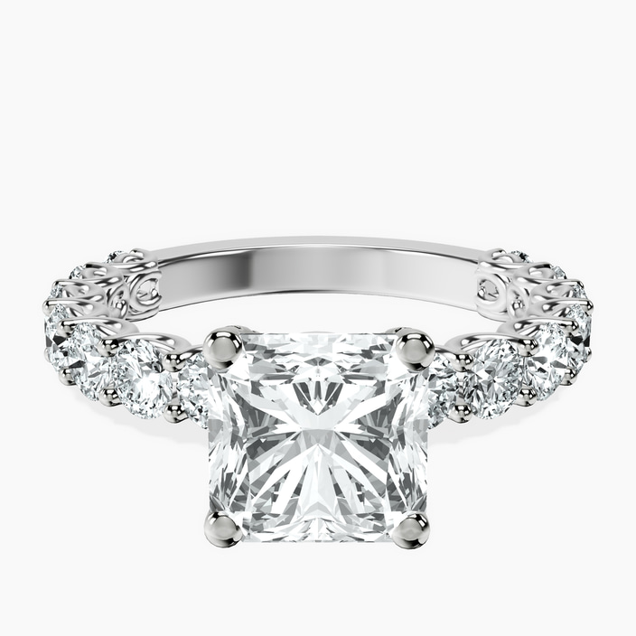 14kt White Gold Genelia Side Stone Lab Diamond Ring front image