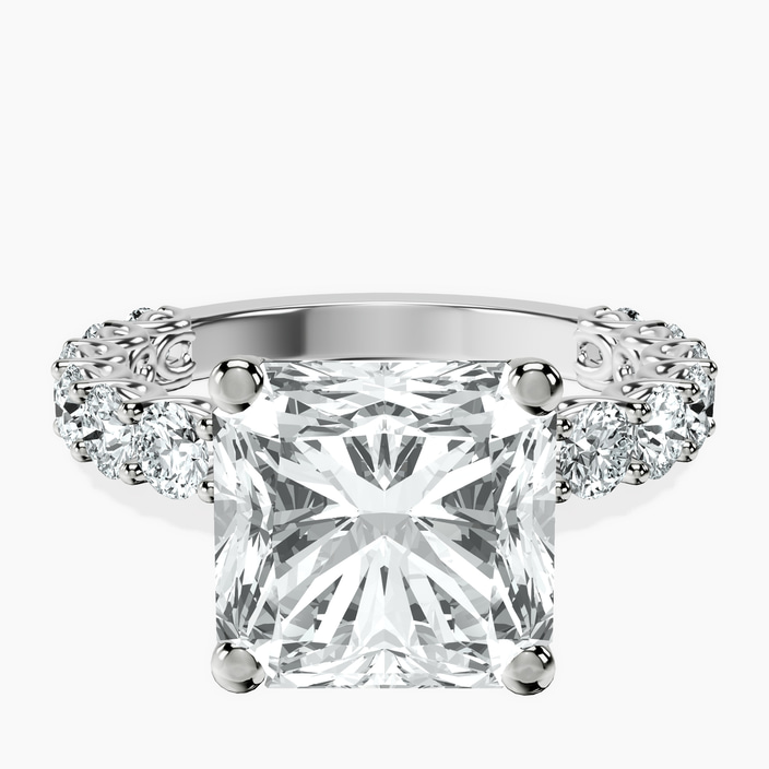 10kt White Gold Genelia Side Stone Lab Diamond Ring front image