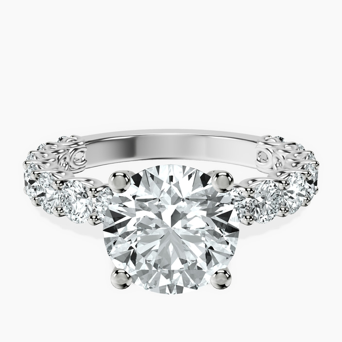 14kt White Gold Genelia Side Stone Lab Diamond Ring front image