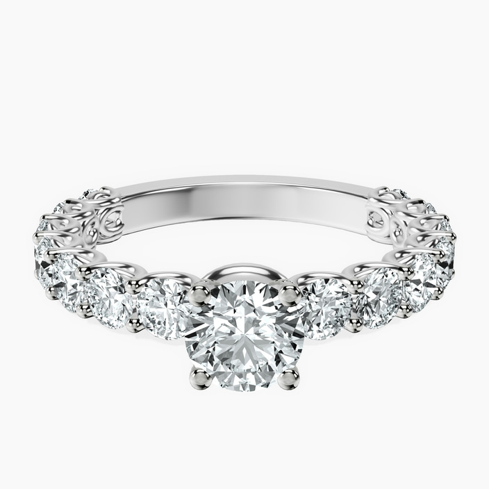 10kt White Gold Genelia Side Stone Lab Diamond Ring front image