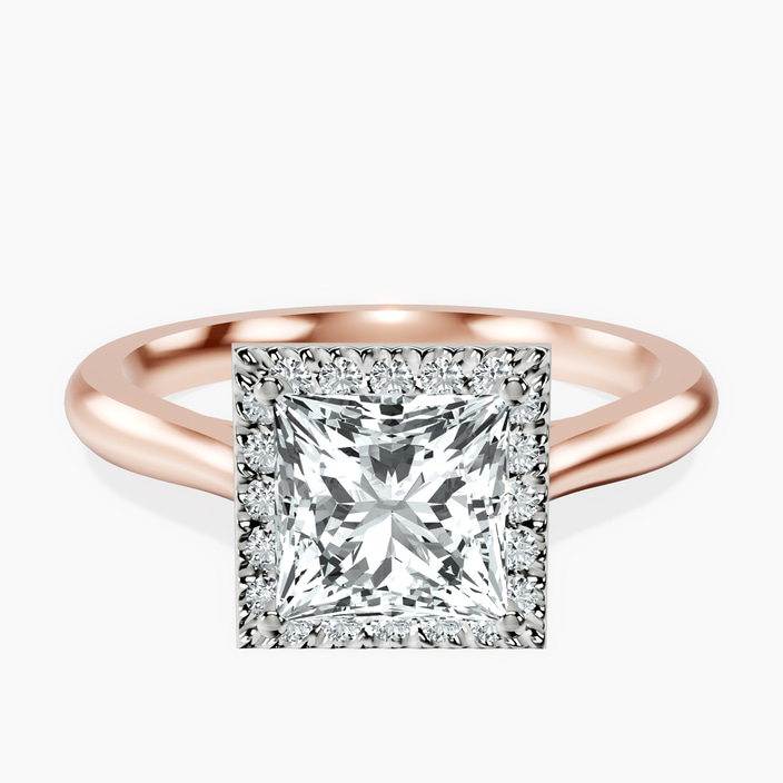 18ct Rose Gold Harriet Halo 2mm Lab Diamond Ring front image