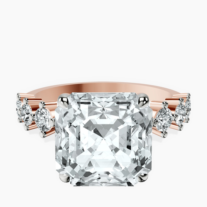 14kt Rose Gold Edna Side Stone Lab Diamond Ring front image